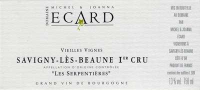 2020 Domaine Michel & Joanna Ecard Savigny-lès-Beaune 1er Cru Les Serpentières
