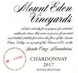 2017 Mount Eden Vineyards Chardonnay Santa Cruz Mountains Estate
