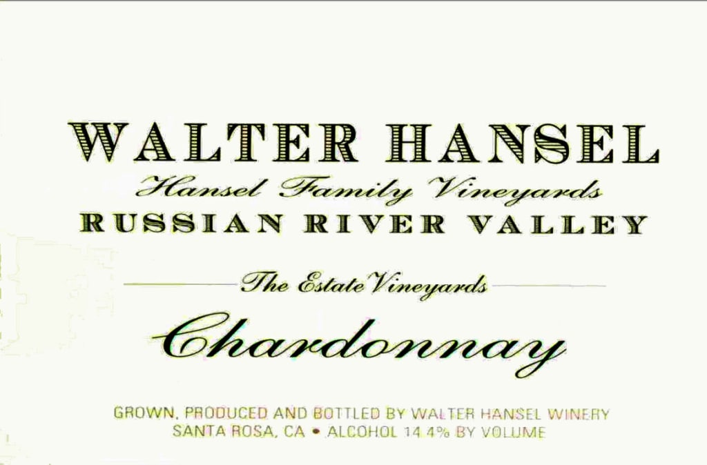 2021 Walter Hansel Winery Chardonnay Estate